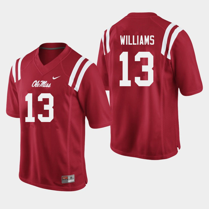 Sam Williams Ole Miss Rebels NCAA Men's Red #13 Stitched Limited College Football Jersey SXR3458XN